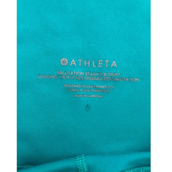 Athleta Salutation Stash 7/8 Tight Leggings Teal Blue High Rise Womens Large L - Picture 7 of 9